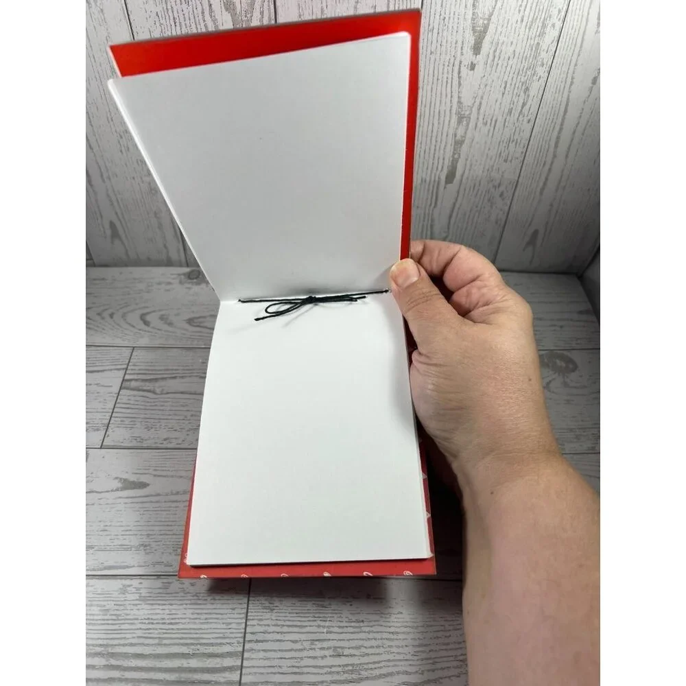 Handmade Notebook  Red Hearts & Botanical Design  4.25